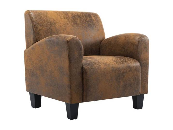 Fauteuil chaise siège lounge design club sofa salon marron synthétique daim 1102206/3