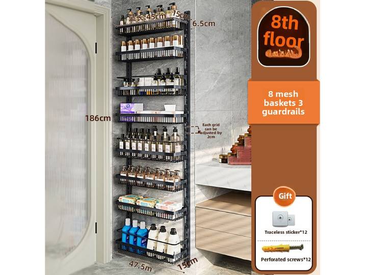 Armoire de cuisine réglable multicouche, support mural pour condiments, étagère de rangement murale sans poinçonnage