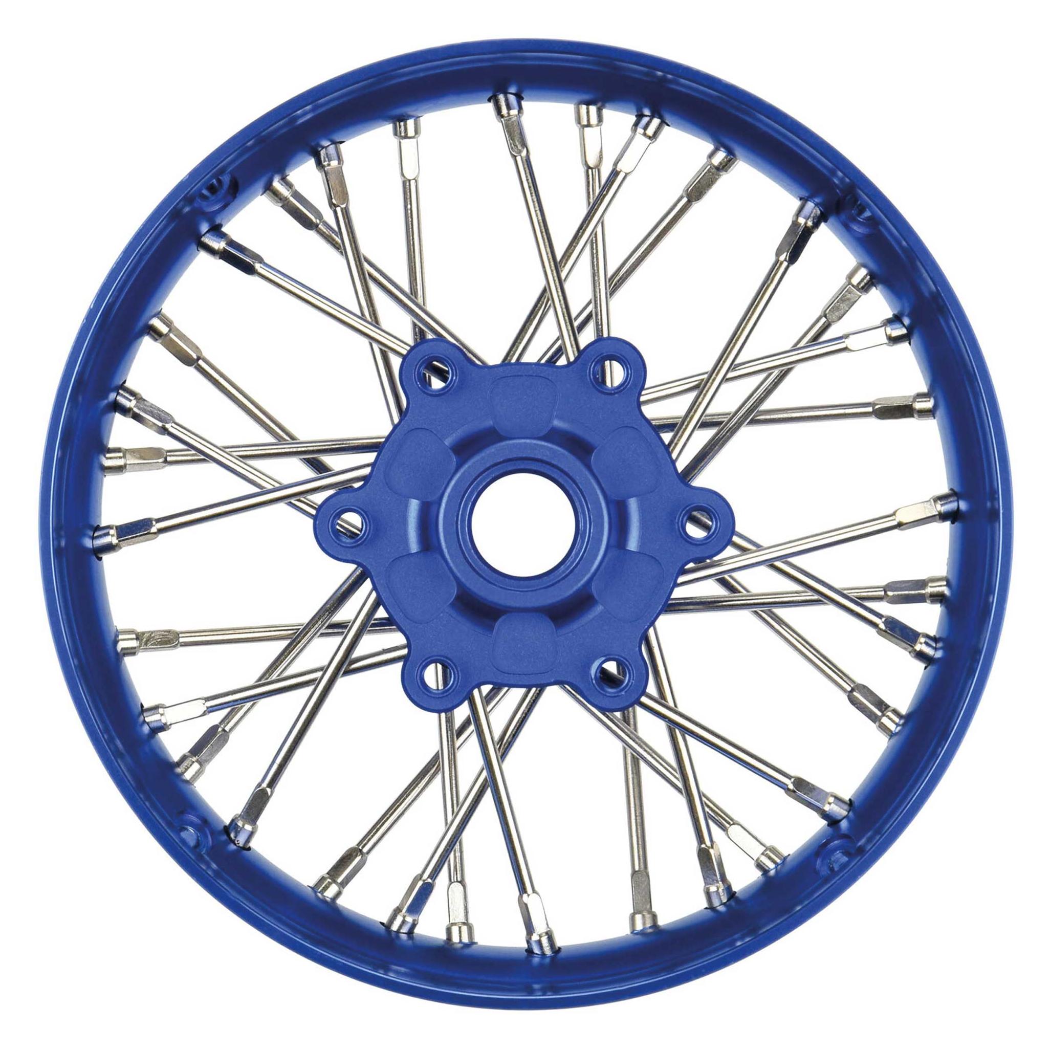 Proline Pro-Spec Aluminum V2 Bead Front Wheel Assembled, Blue for Losi Promoto-SM (PRO284700T1)