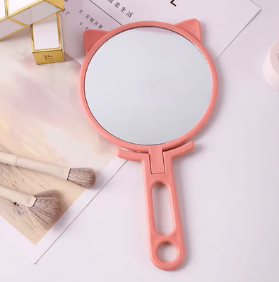 Inspire Curations Cute Cat Ear Foldable Handheld Makeup Mirror pink