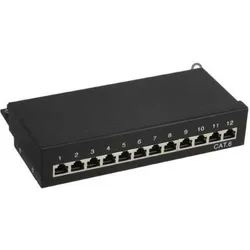 InLine Patchfeld Cat.6 12-fach, Server Zubehör, Schwarz