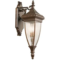 Außenleuchte Laterne Wandlampe Metall Regenlass H 64,1 cm 2 Flammig Antik Bronze