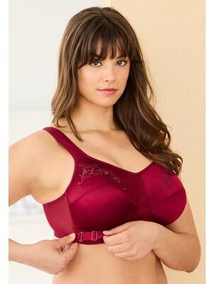 Plus Size Women's The Embroidered Custom Fit Bra by Comfort Choice in Pomegranate (Size 48 D)