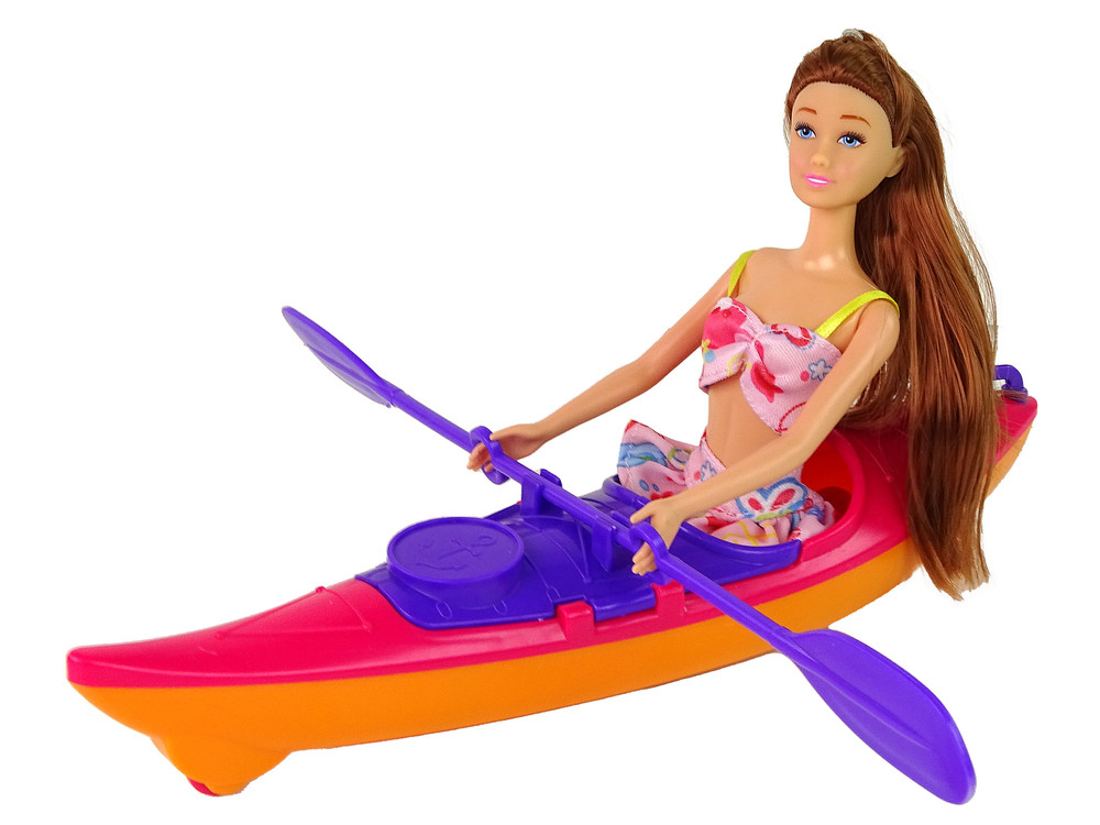 LEAN Toys 15183 Pop met kajak en accessoires, roze