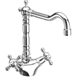 Herzbach Anais Classic Spültisch-Zweigriffarmatur 32.471000.2.04 weiß-gold, schwenkbarer Auslauf