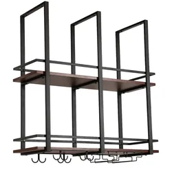Helloshop26 - Hängendes Weinregal aus Metall 80 x 30 x 85 cm schwarzes MDF
