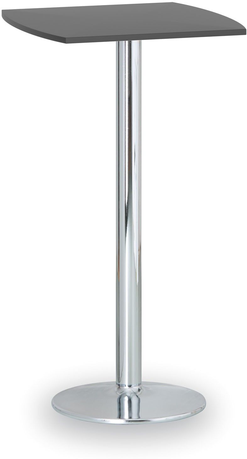 B2B Partner Cocktailtisch, Partytisch OLYMPO II, 66x66 cm, verchromtes Fußgestell, Platte Graphit