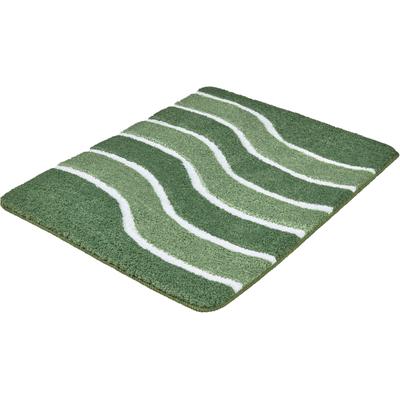 Badematte MEUSCH "Lara", grün (minze), H:20mm, Polyester, Badematten, Badematte, Wellen-Design mit flauschigen weißen Akzenten