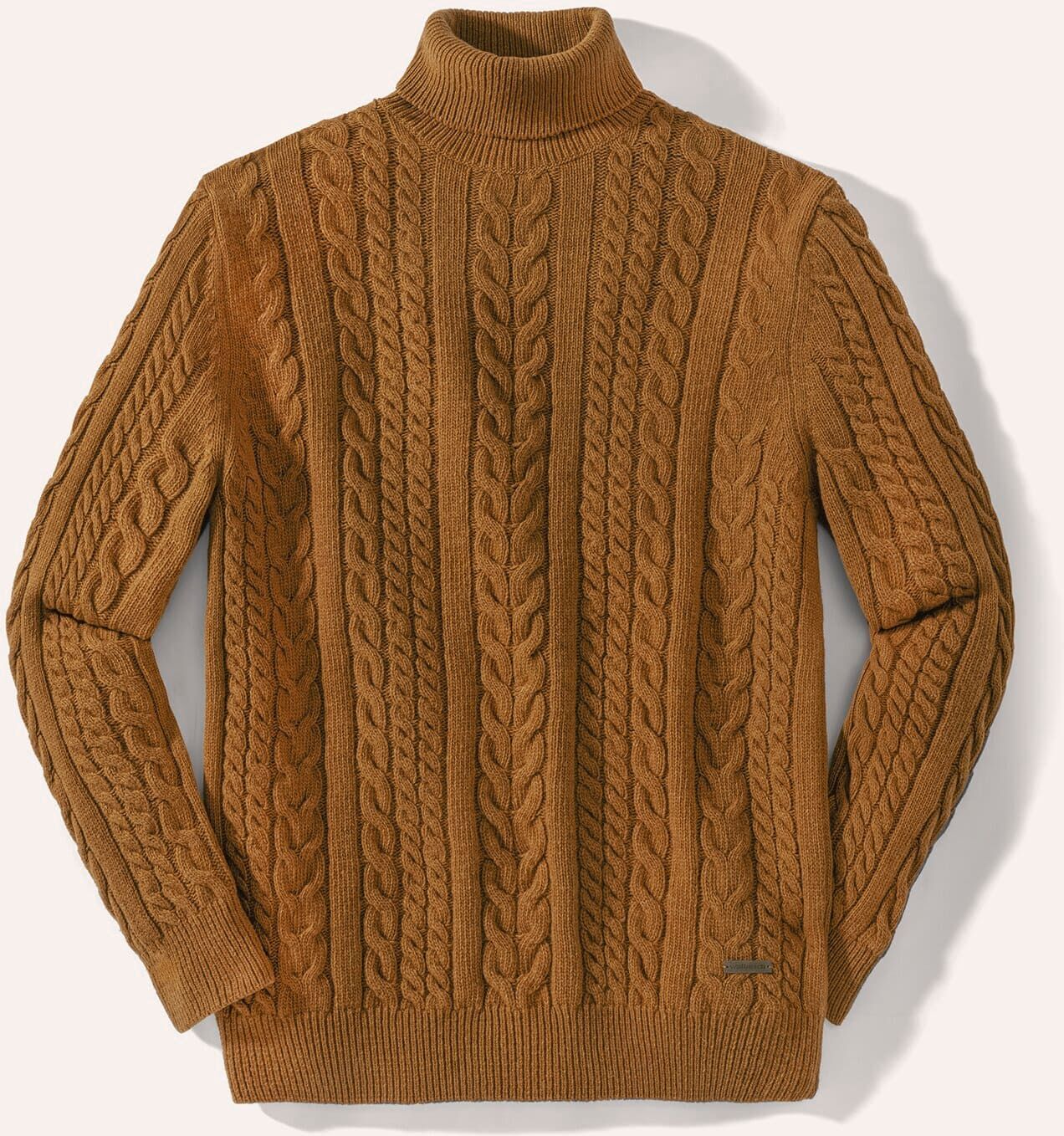 Walbusch Aran-Zopfpullover, , Farbe Gelb, 58/60, Wollmischung in Aran-Struktur wärmend & strapazierfähig Herren