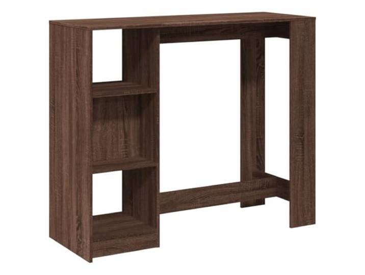 Bartisch mit Regal Braun Eiche 124x46x103,5 cm Holzwerkstoff 4 Fächer für Flaschen, Weine, Bücher, Küchenutensilien, Essgeschirr, Wandhalterung inklusive, Schrauben und Dübel nicht