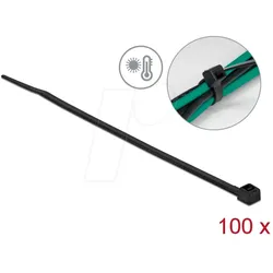 DELOCK 19353 - Kabelbinder hitzebeständig L 200 x B 3,6 mm schwarz 100 Stück
