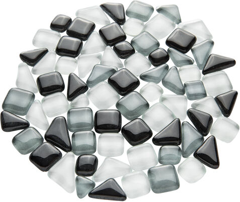 Softglas-Mosaik, grau-mix, polygonal, 10 - 20 mm, 200 g