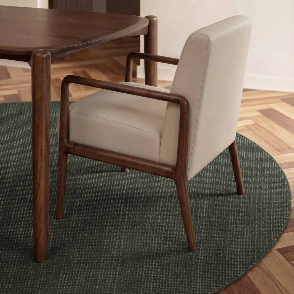 Ted Baker Greenwich rond wollen vloerkleed - Crème Groen - Ø 200 cm