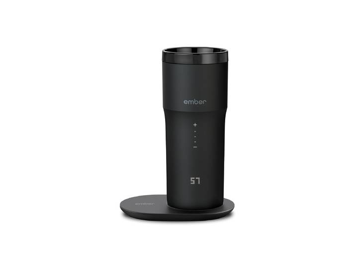 Tasse Ember Travel Mug 12oz 355 ml , schwarz, B:8cm H:20cm, Keramik, Stahl, Trinkgefässe, Tasse