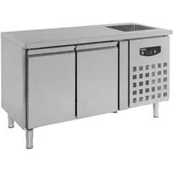 Kühltisch mit Spülbecken & 2 Türen aus Edelstahl für Gastronomie