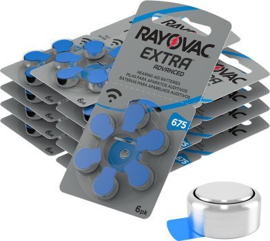 Rayovac Extra Advanced Size 675   Blue   Hearing Aid Batteries   60 Pack
