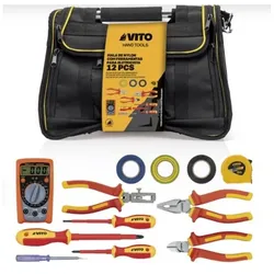 Elektrikertasche 12 Werkzeuge Stahlgriff verstärkt Nylon hohe Qualität Umhängetasche VITO