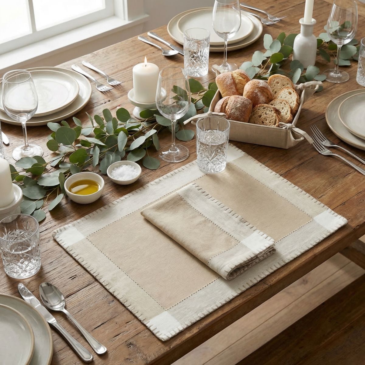 Platzset GOODPRODUCT "Platzdeckchen", beige, B:33cm L:48cm, Platzsets, Platzset beige B/L: 33cm x 48cm, 6 Stk., Baumwolle, rechteckig