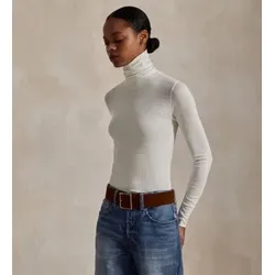Polo Ralph Lauren für Damen. 211976982001 Weißer Rollkragenpullover aus Stretchmaterial (XXL), Lässig, Langarm, Lyocell