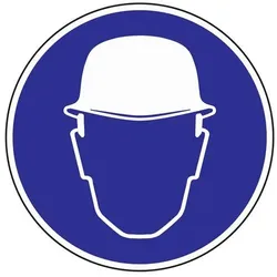 Gebotszeichen Kopfschutz benutzen D.200mm Kunststoffschild blau/weiß