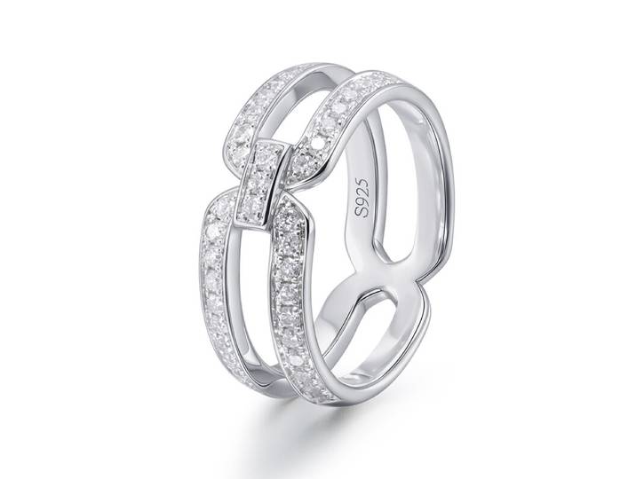 ALAIN MICHAL Bague entrelacée demi-pavée de diamants, Taille 54
