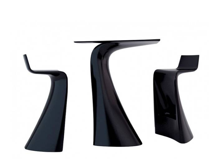 VONDOM set de 2 tabourets et table haute WING (Noir brillant - LLDPE)