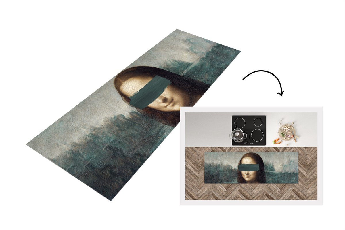 Keukenloper Mona Lisa Da Vinci Verf - Vinyl - 150 x 50 cm