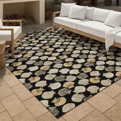 Addison Rugs Machine Washable Indoor/ Outdoor Costal Shells Chantille Rug