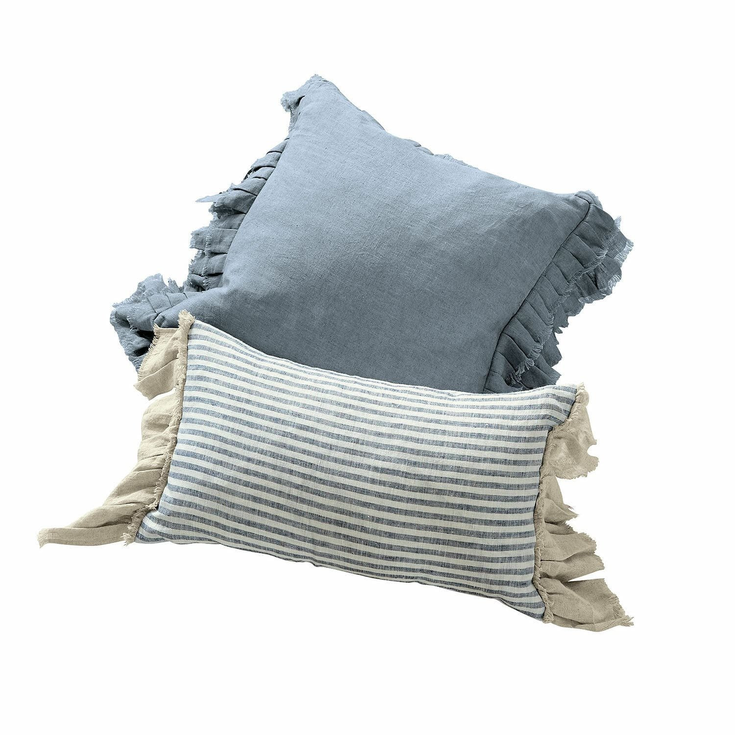 Loberon Alexane kussenhoezen set van 2 blauw/wit