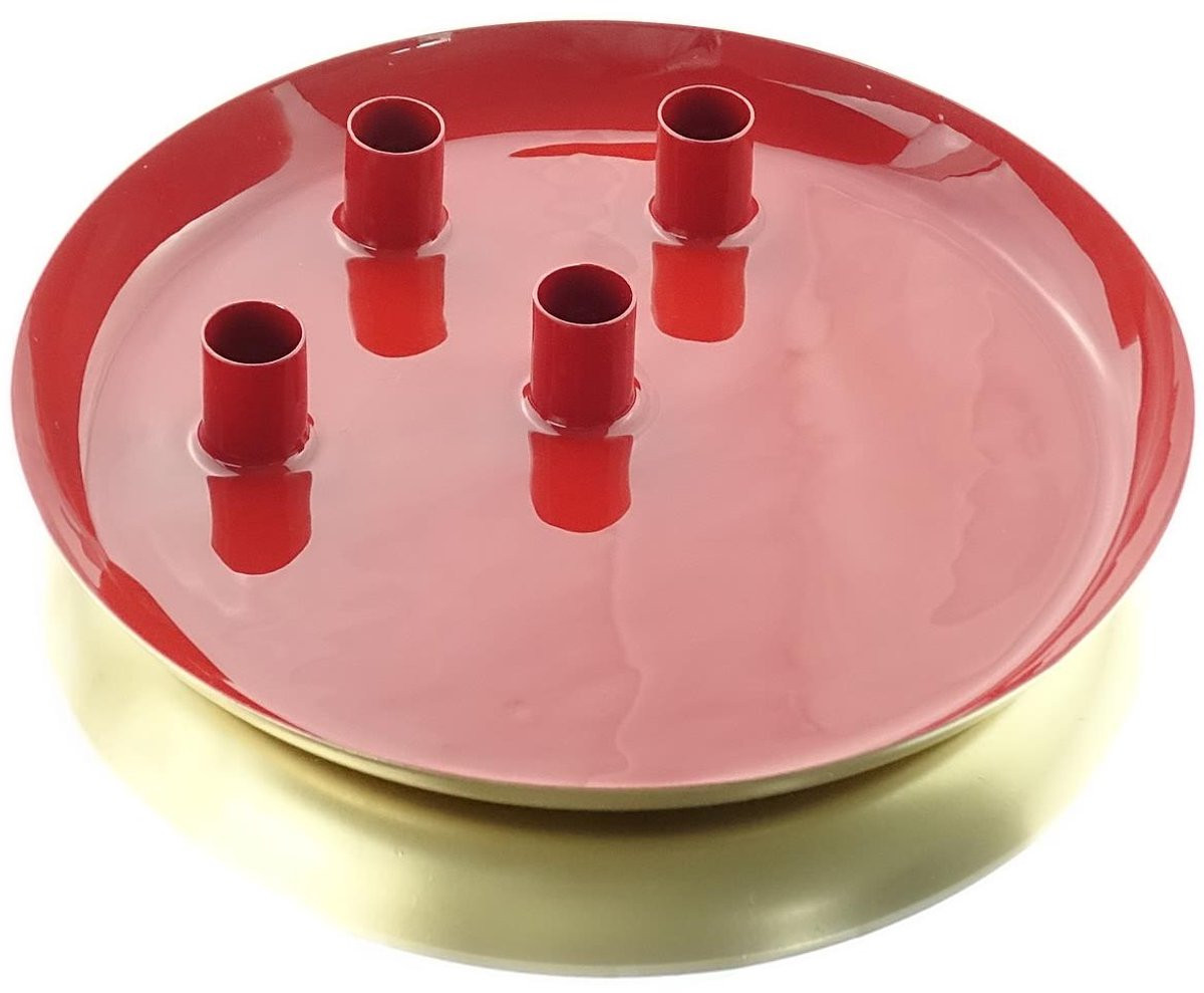 Riffelmacher & Weinberger kerstbord rood glanzend metaal Ø 26 cm