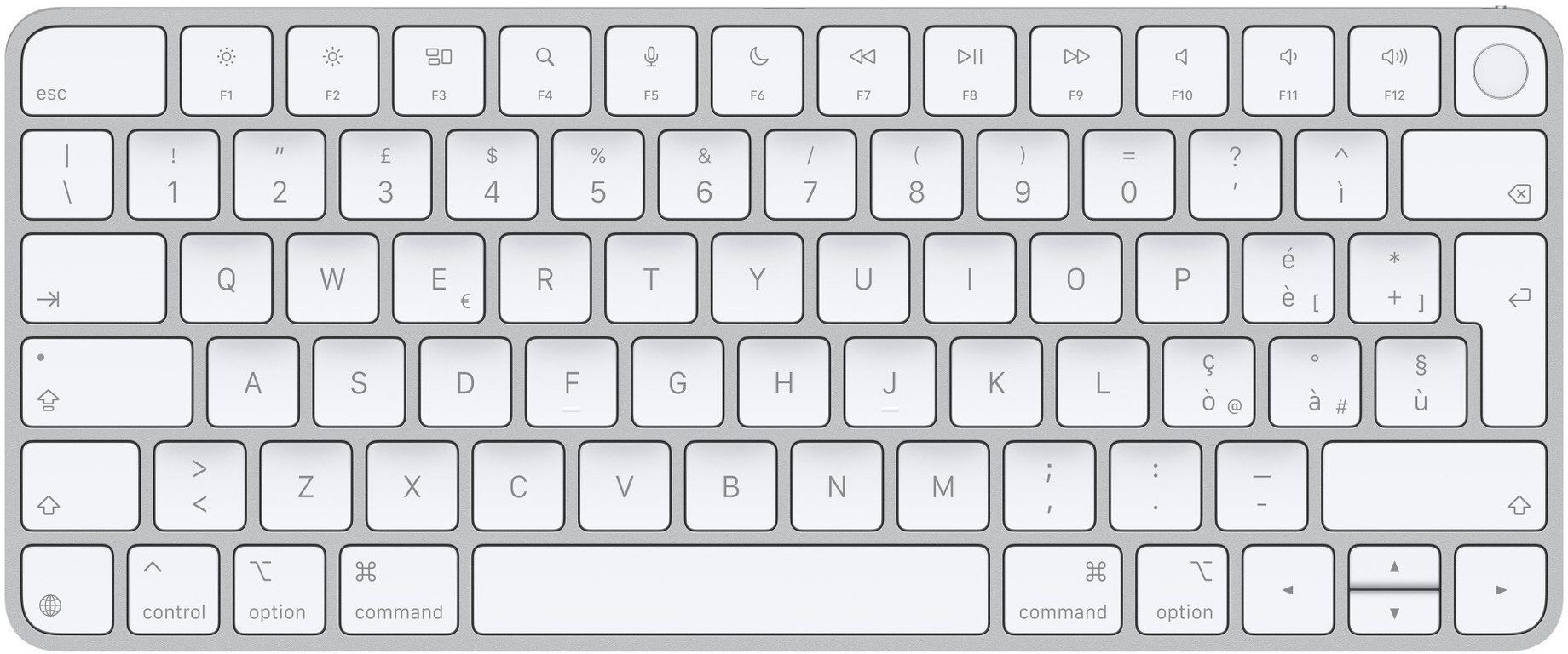 Tastiera computer Apple MXCK3T A MAGIC KEYBOARD Touch ID Silver e Whit