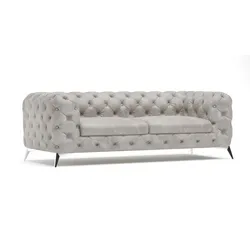 CHESTERFIELD-SOFA 3-Sitzer Quantum Grau Samt