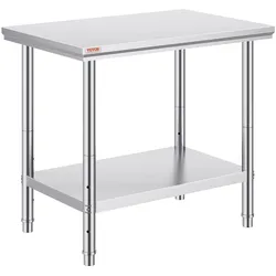 VEVOR Edelstahl Arbeitstisch 60X90X80 cm Essenszubereitung für die Zubereitung von Mahlzeiten, Nähen, Waschen, Basteln, Garagennutzung usw.