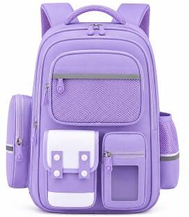 LightInthebox Kids School Backpack for Boys Girls, Large Capacity Multi-Compartment Bookbag, Water-Resistant Polyester Backpack, Reflective Safety Design, Lightweight School Bag for Grades 1-6, Multiple Colors