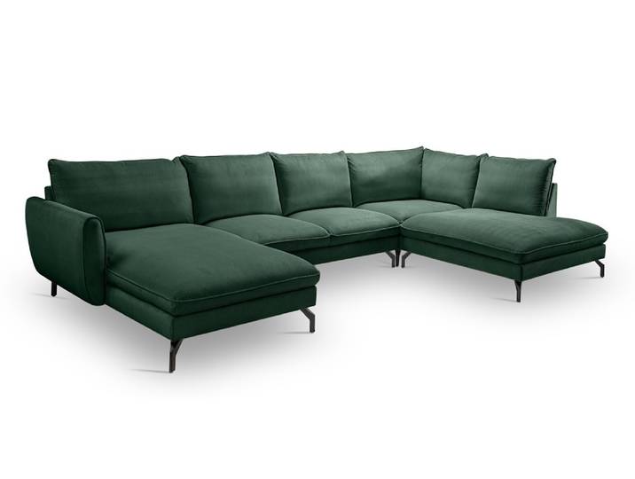 Polstersofa Toronto U-Form rechts , 202cm , Webstoff , smaragdgrün