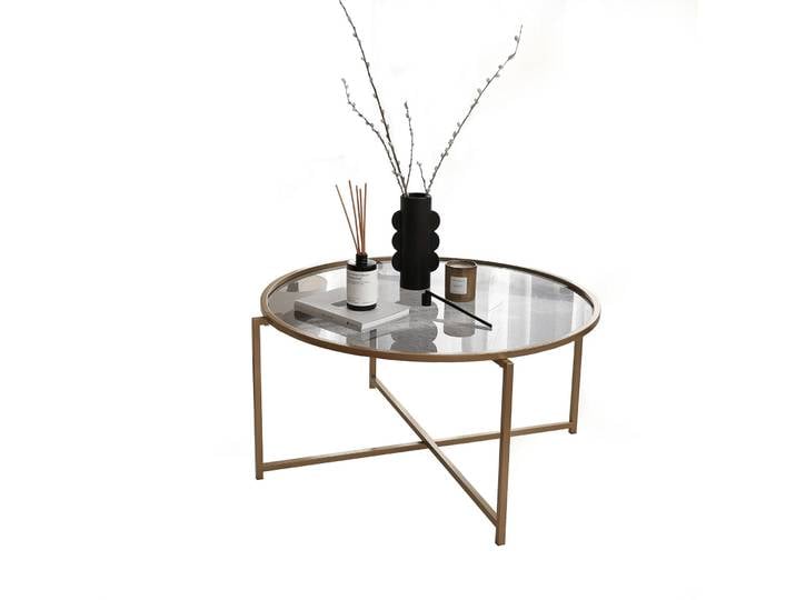 Salontisch Yasam gold Glas B 83 T 83 cm