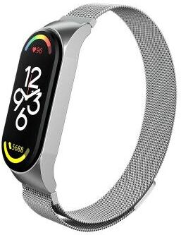 Everyday Crate Xiaomi Mi Band 7 Milanese Metal Watch Band Stainless Steel Magnetic Replacement Strap silver