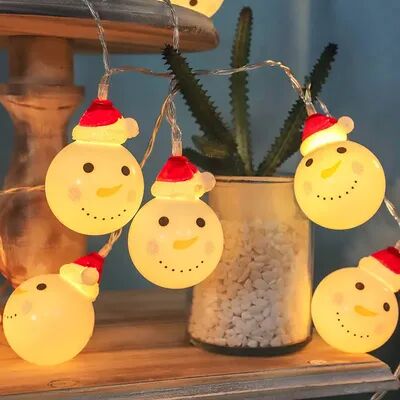 Lush Living Finds Battery Powered LED String Lights, Santa Claus Fairy Garland Lamp, Xmas Hanging Ornament, Christmas Tree Decor For Home christmas Snowman 1.5m