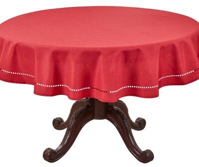 Saro Lifestyle Solid Textured Tablecloth with Clean Drape, Minimal Decorative Edge, and Versatile Styling for Dining and Entertaining
