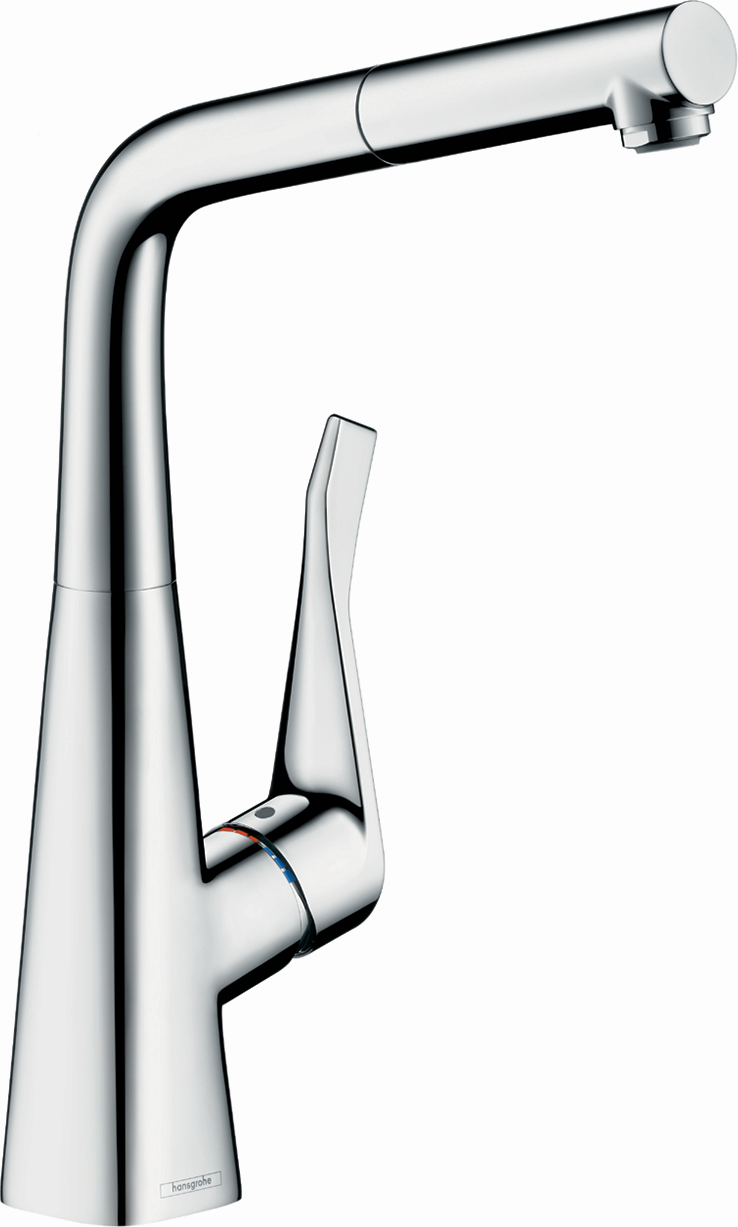 Hansgrohe Metris mitigeur d'évier 14781000 avec bec extractible, 1jet, chromé