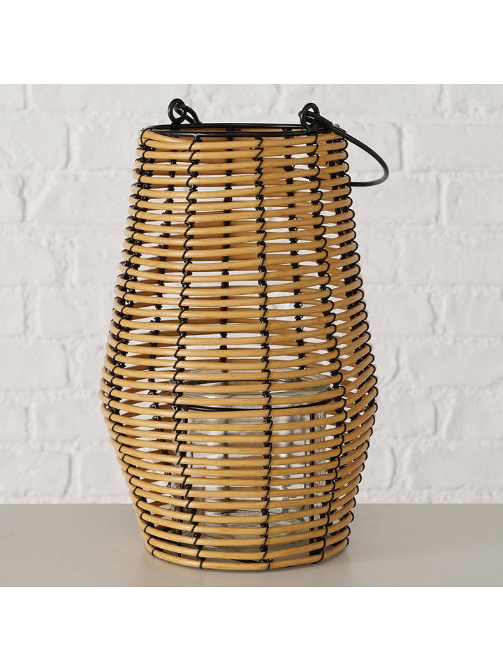 Boltze Windlicht "Arvid" in Beige/ Schwarz - (H)28 x Ø 18 cm - onesize