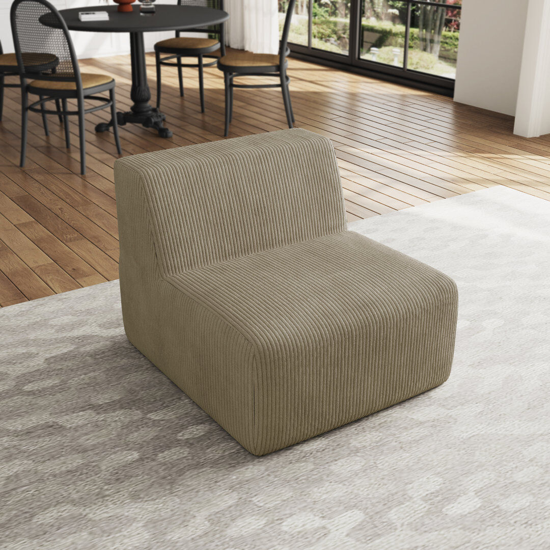 Blue Elephant Berlare 87.9Cm Wide Armless Chair Khaki 81cm H X 88cm W X 91cm D