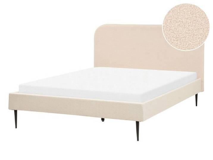 Lit double bouclé beige 140 x 200 cm FLAYAT