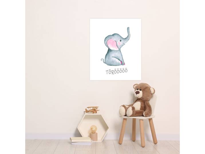 Bild mit Rahmen LÜTTENHÜTT oder Poster, Elefant mit Spruch , bunt (farbe bild(er): bunt), B:50cm H:70cm T:0,2cm, Papier, Bilder, Bild mit Rahmen, HD Premium Druck