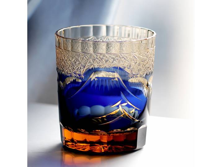 Edo – verre à whisky Kiriko Fuji Mountain, 9oz, bleu, vert, noir, rouge, découpé à la main, avec boîte cadeau, livraison gratuite
