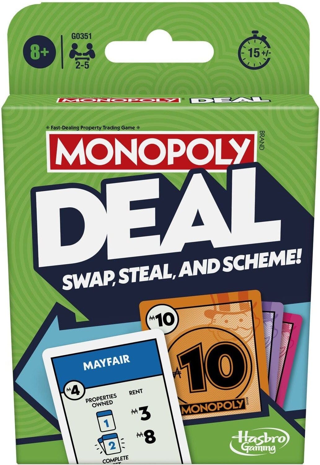 Monopoly Deal Card Game, Ages 8+, 2-10 Players, by Hasbro
