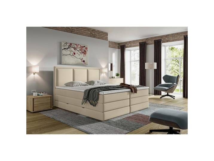 Boxspringbett Swing Webstoff Beige 180x200 cm