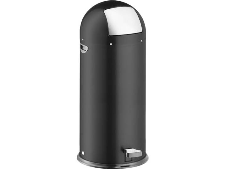 helit H2405495 - Push-Tretabfallbehälter „the step dome“ 52L, schwarz Mülleimer schwarz mit Push-Einwurf und Fußpedal für komfortable Abfallentsorgung