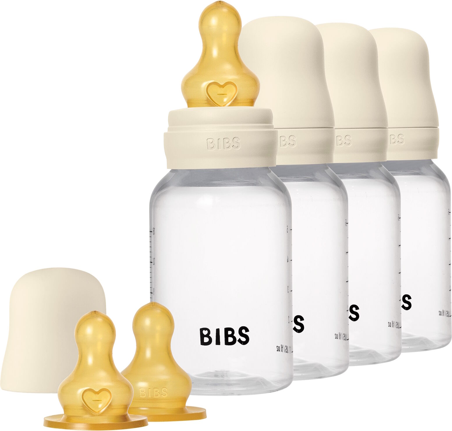 BIBS Baby Bottle Round Latex 4 pack 150 ml Ivory 4 stk