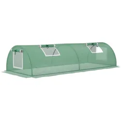 MODFU Mini-Gewächshaus Kunststoff Grün 200x80x45 cm mit UV-beständiger Folie und 4 Mesh-Fenstern